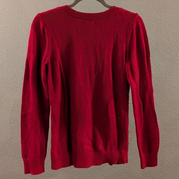 Women's Banana Republic Red Cableknit Boatneck Sweater Sz M - Picture 3 of 6